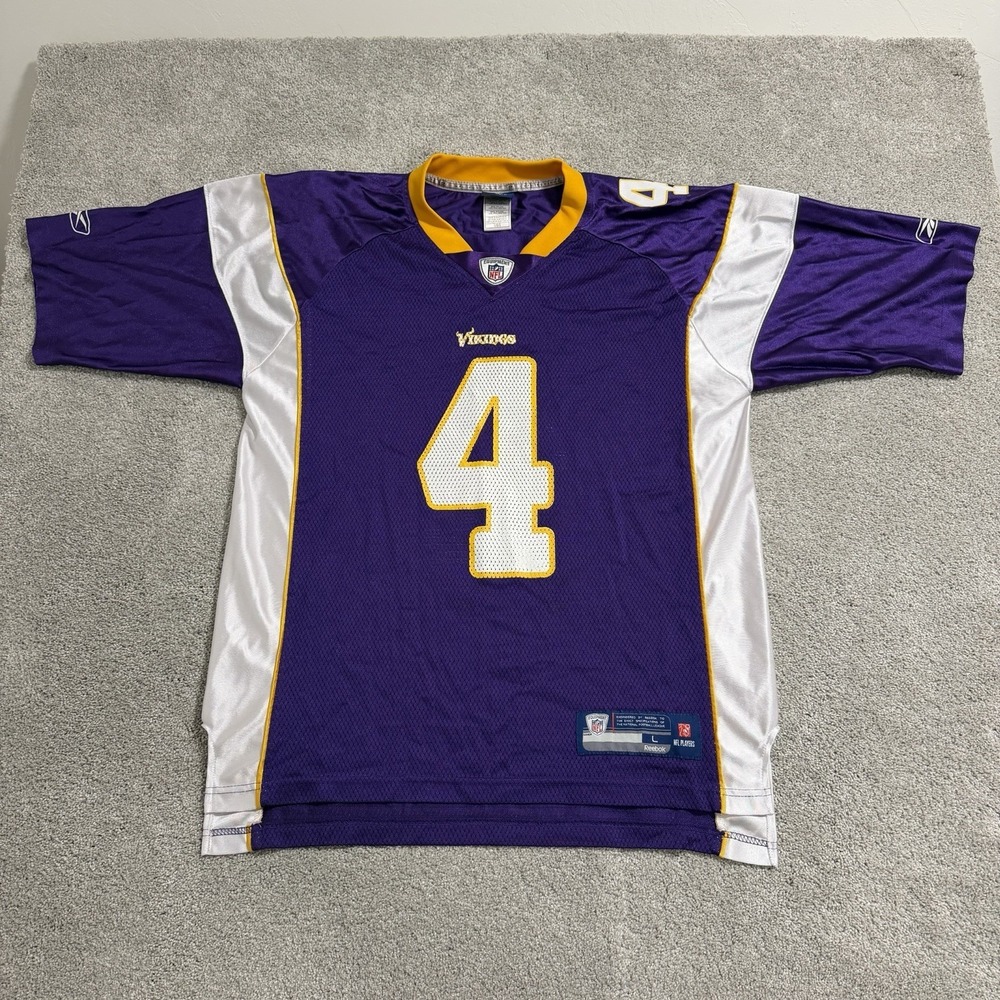 Reebok Brett Favre Minnesota‎ Vikings Jersey Mens Sz L Purple Home NFL Football